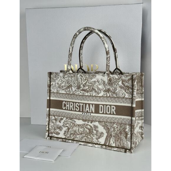 Dior Book Toile De Jouy Tote Small White/Beige Canvas - Picture 1 of 11